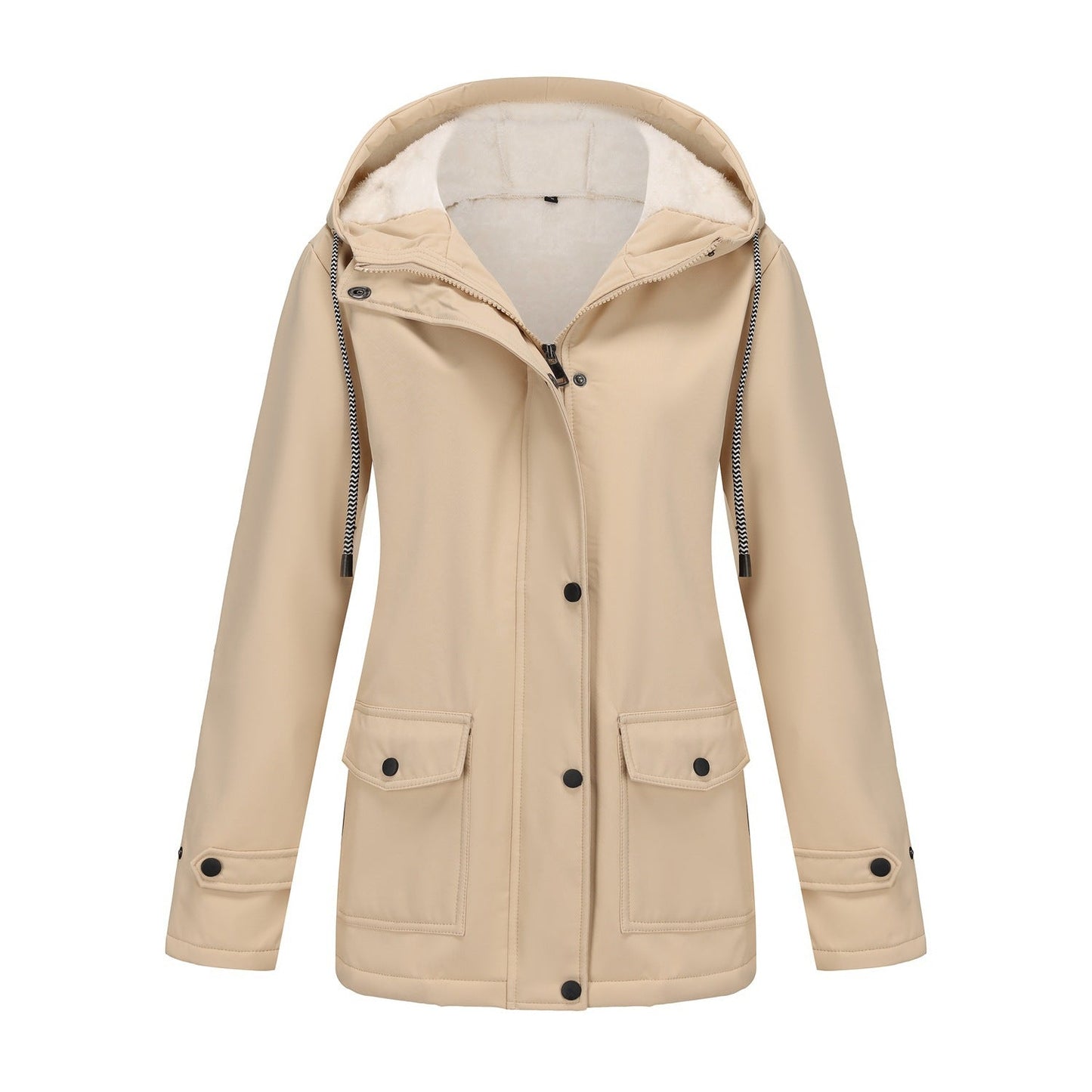 Damen Winterjacke Warm Fleece Kapuze Outdoor