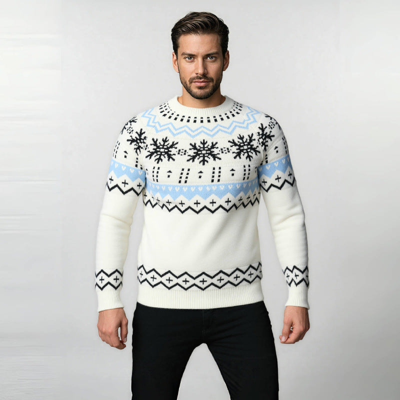 Herren Wollpullover Weich Norweger Muster