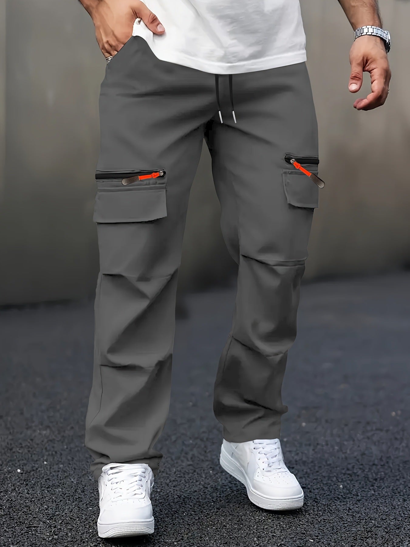 Herren Cargo Hose Bequem Elastisch Große Taschen