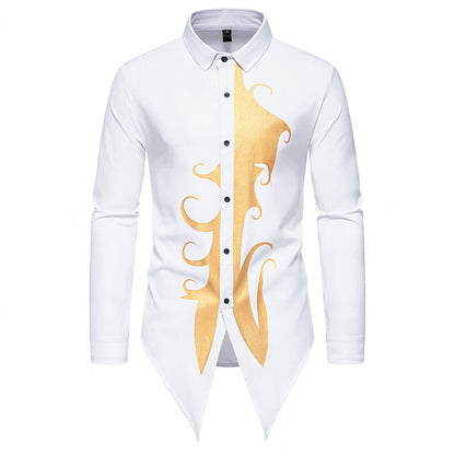 Herren Langarmhemd Elegantes Goldmuster Moderner Schnitt