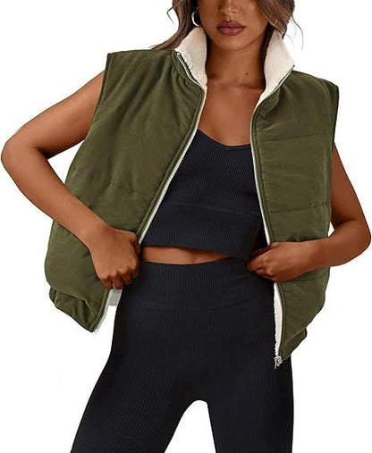 Damen Steppweste Weich Fleece Elegant