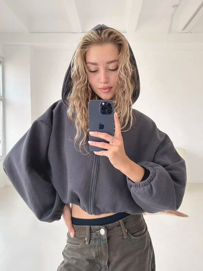 Damen Oversized Pullover Kapuze Groß Ärmel Mode