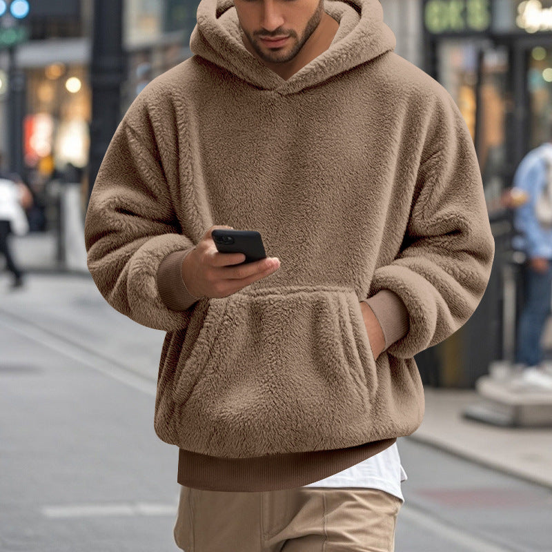 Großer Fleece Hoodie für Männer Bequem Modern Känguro Tasche