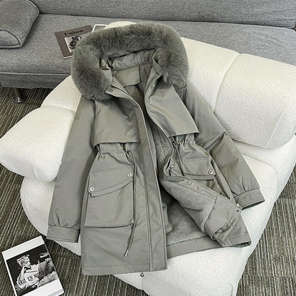 Damen Winterparka Modern Kuschelig Taschen