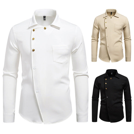 Herren Hemd Modern Asymmetrisch Knöpfe - IdealeKleiden
