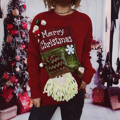 Weihnachts-Pullover Damen Festlich 3D Motive