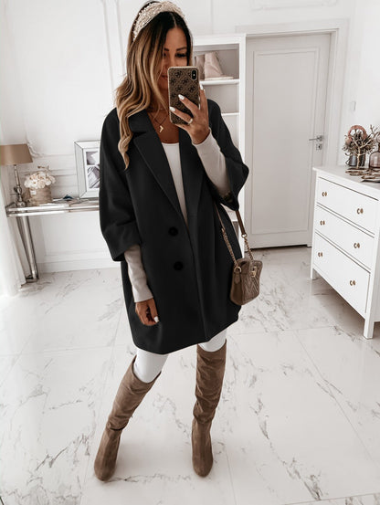 Damen Oversized Wollmantel Großzügig Stylish