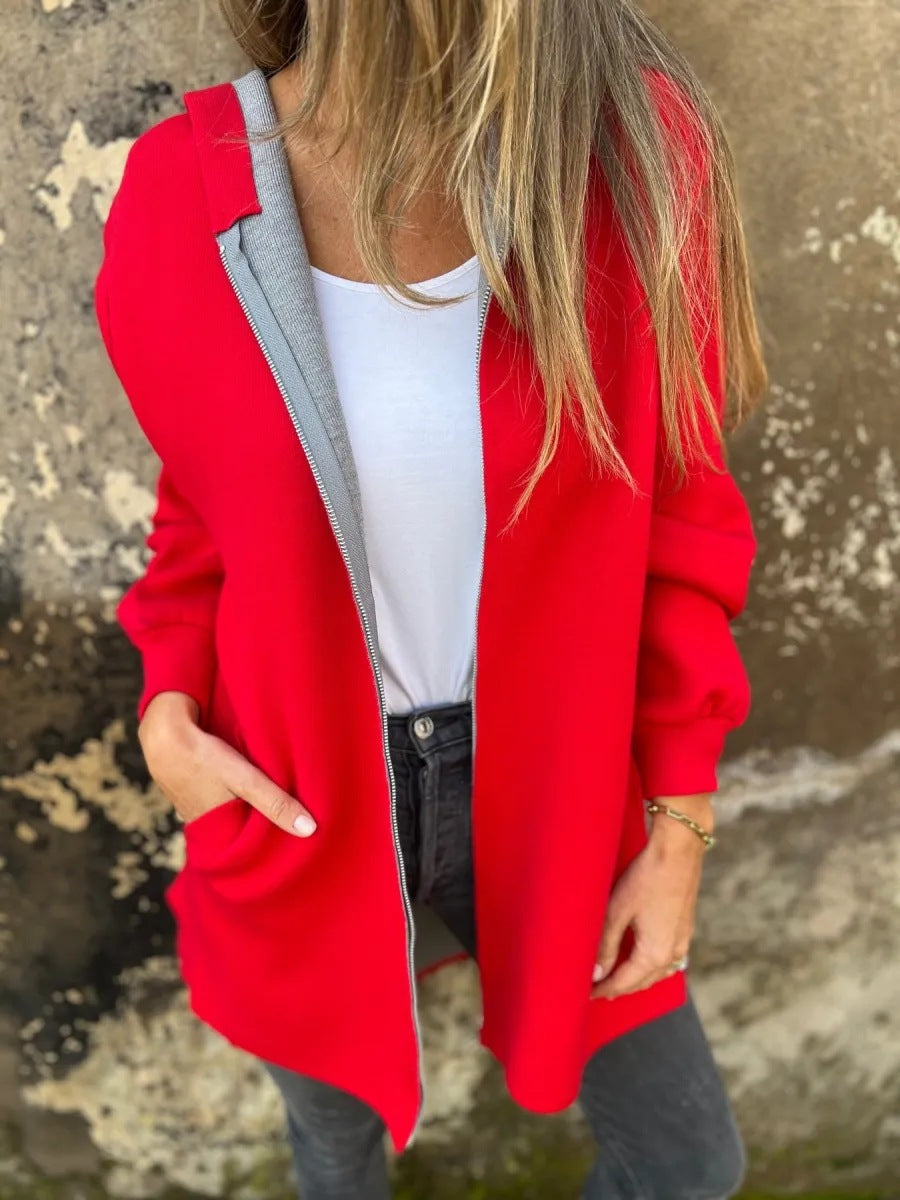 Kapuzenjacke Damen Baumwolle Bequem - IdealeKleiden