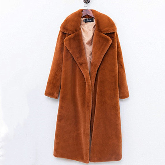 Damen Teddy Mantel Lang Elegant Schnitt