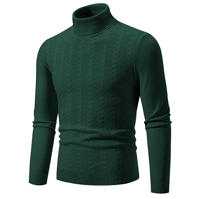 Herren Pullover Rollkragen Strick Zopfmuster
