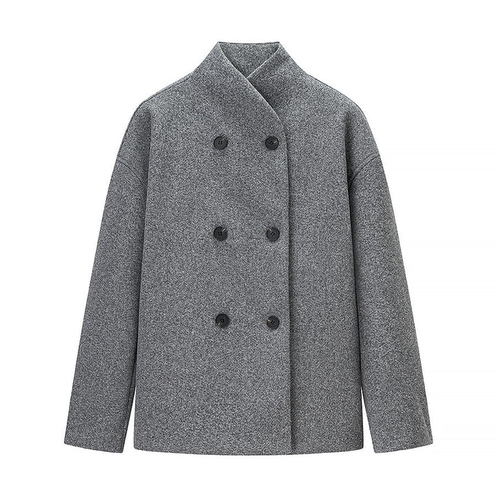 Damen Oversized Wolljacke Modern Stehkragen Elegant