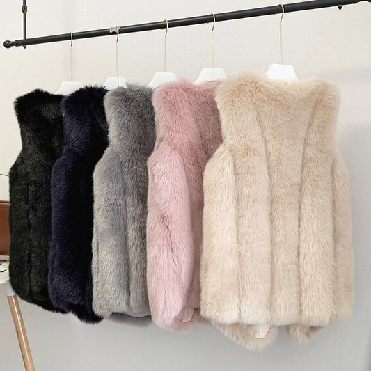 Damen Pelzweste Luxus Mantel - IdealeKleiden