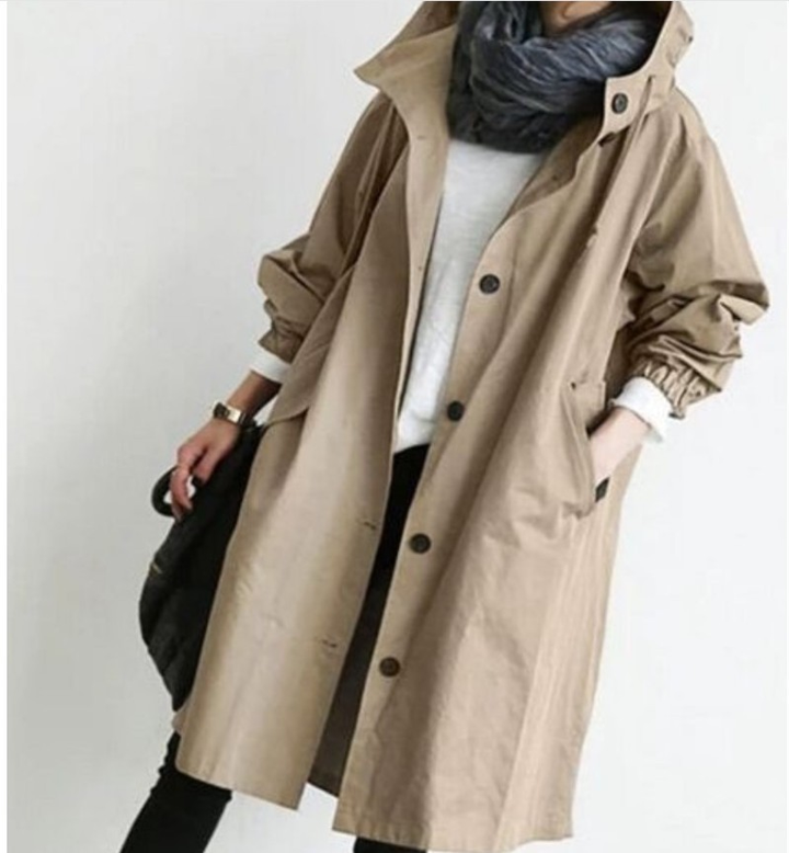 Damen Langcoat Elegant Knopfleiste - IdealeKleiden