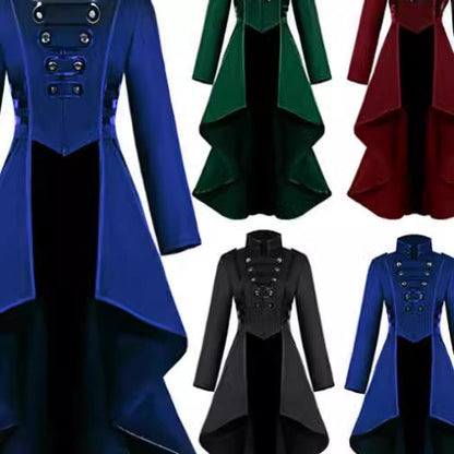 Damen Asymmetrische Mantel Stehkragen Elegantes Design - IdealeKleiden
