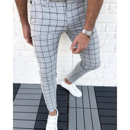 Herren Slim Fit Anzughose Karomuster Modern