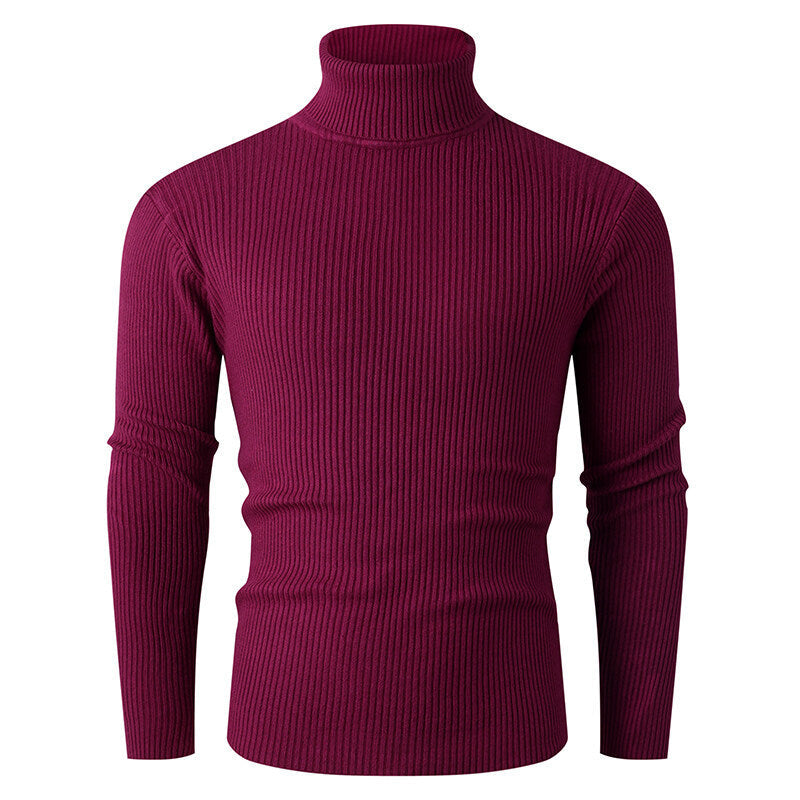 Herren Strickpullover Rollkragen Gerippt Elegantes Design