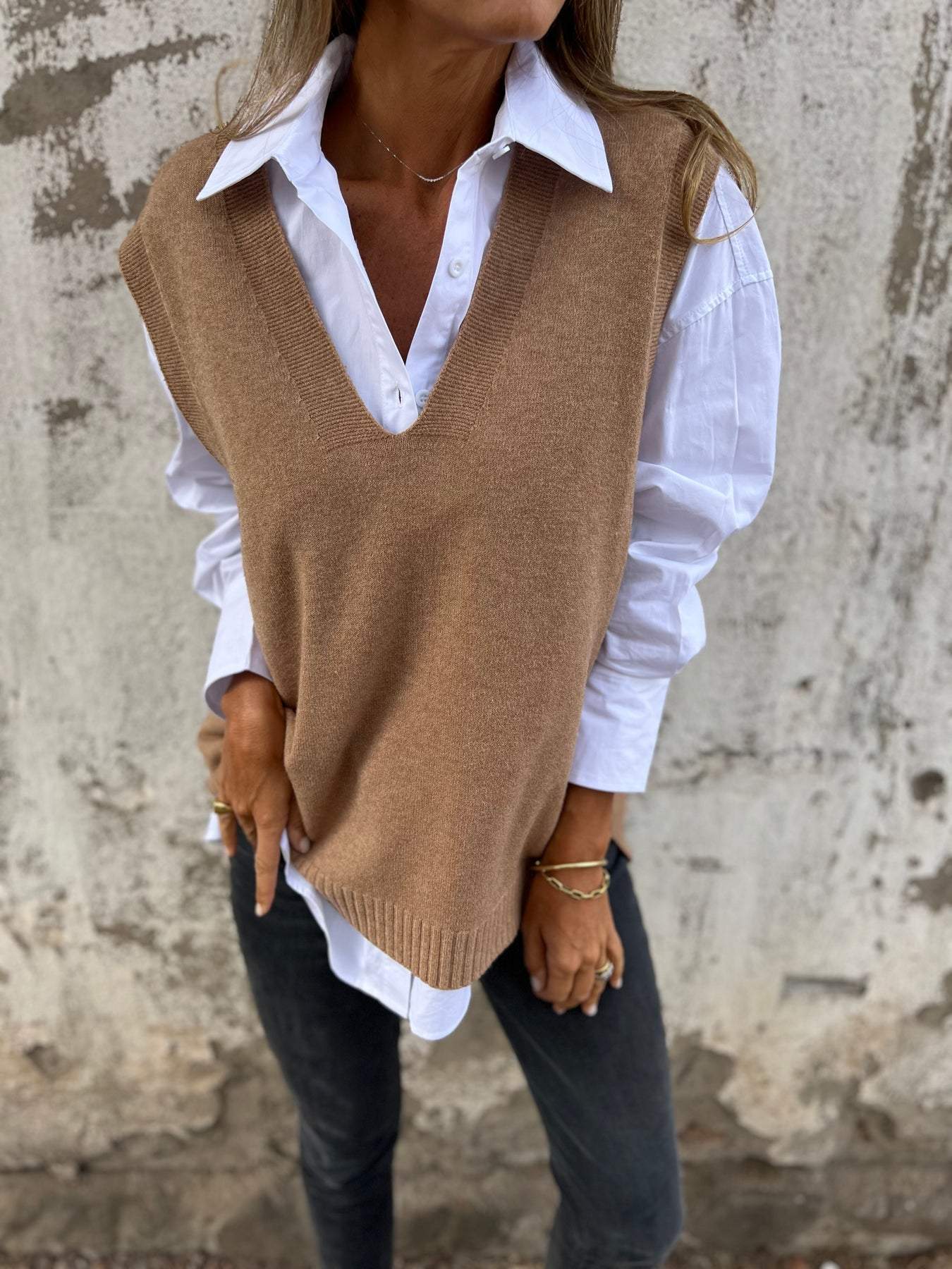 Damen Pullover Lässig V-Ausschnitt Casual Style