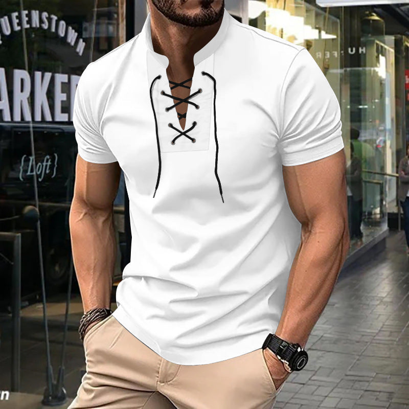 Herren Poloshirt Relaxed Fit Schnürfront