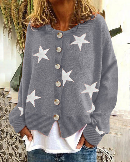 Damen Strickjacke Sternenmuster Chic Kleiden