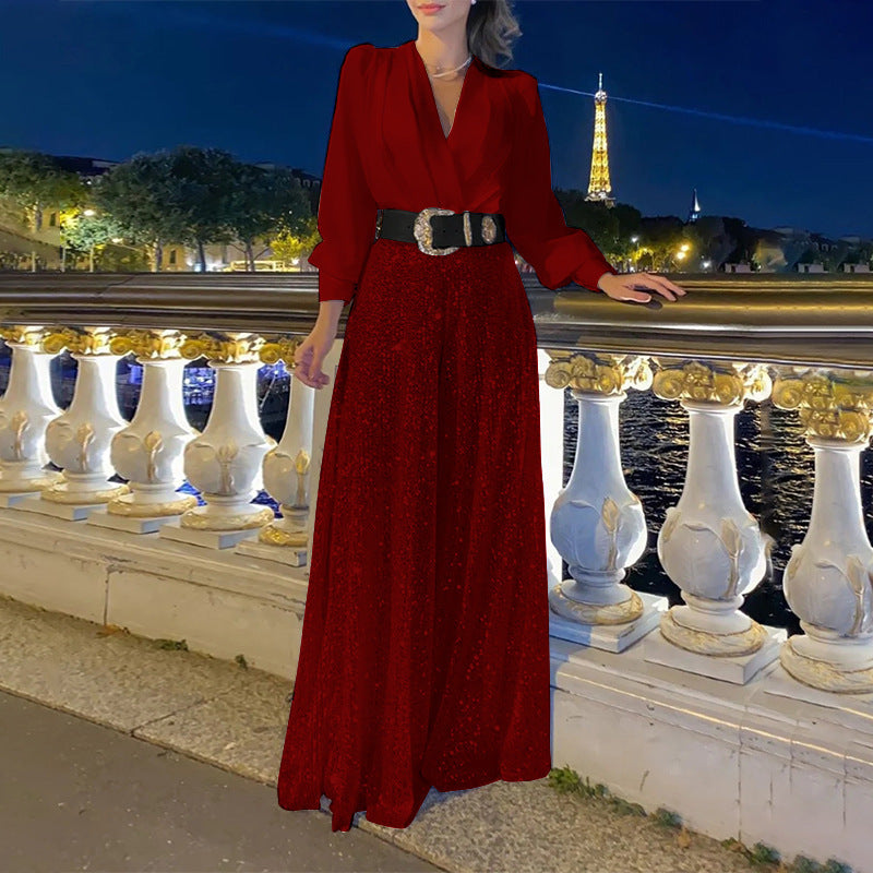 Damen Abendkleid Elegant Schimmernde Blume