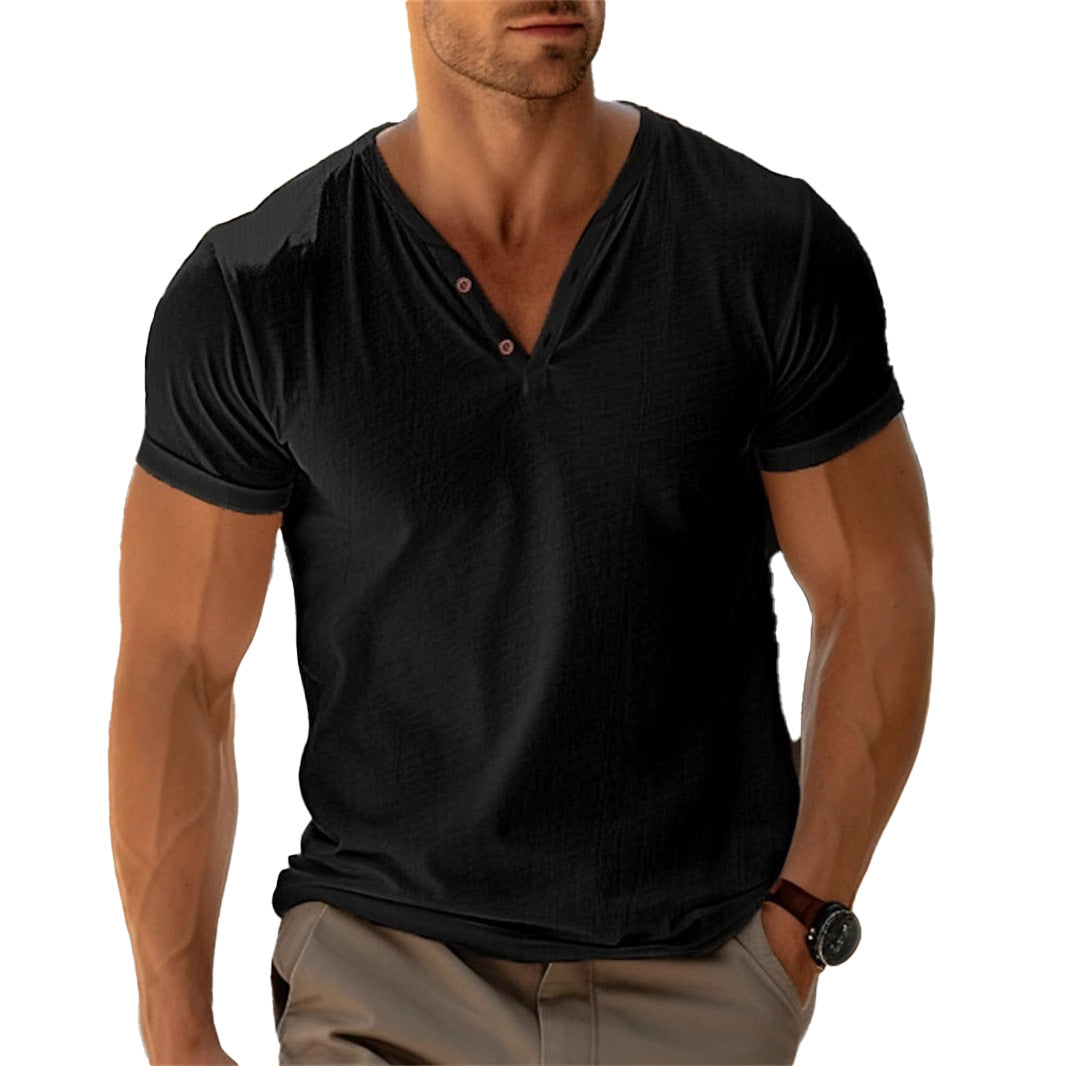 Herren Leichtes Henley-Shirt Bequem Atmungsaktiv