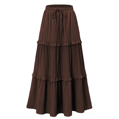 Damen Langrock mit Rüschen und Stretchbund Elegant