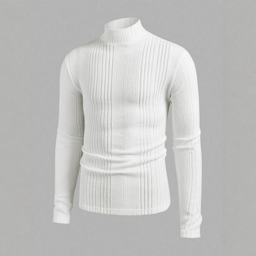Herren Pullover Strick Hochkragen Rippoptik - IdealeKleiden