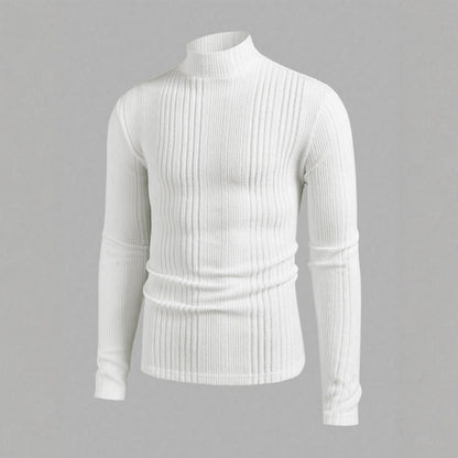 Herren Pullover Strick Hochkragen Rippoptik - IdealeKleiden