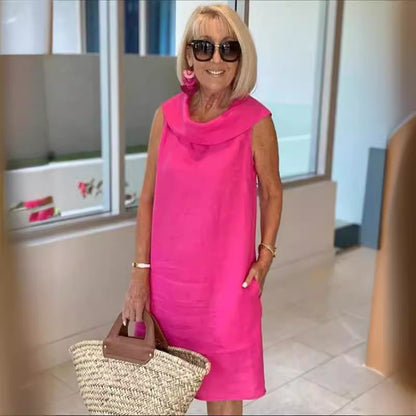 Sommerkleid Damen Leinen Elegant Geschnürt