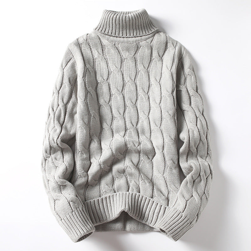 Herren Strickpullover Rollkragen Zopfmuster Elegante Mode - IdealeKleiden