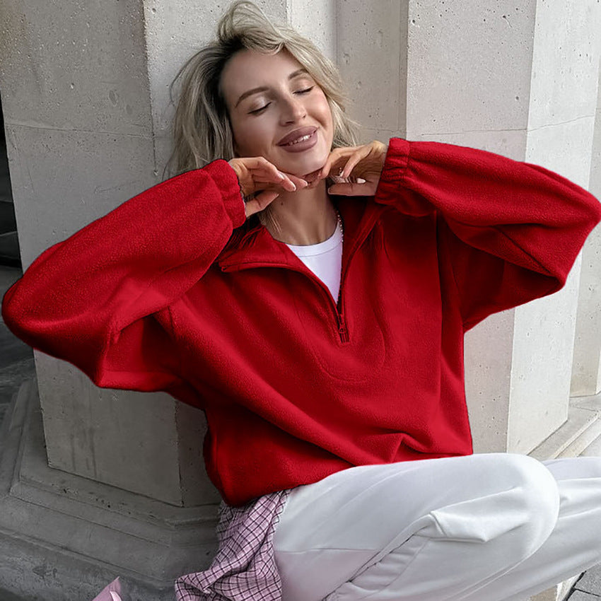 Damen Fleece Pullover Weich und Warm