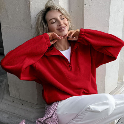 Damen Fleece Pullover Weich und Warm