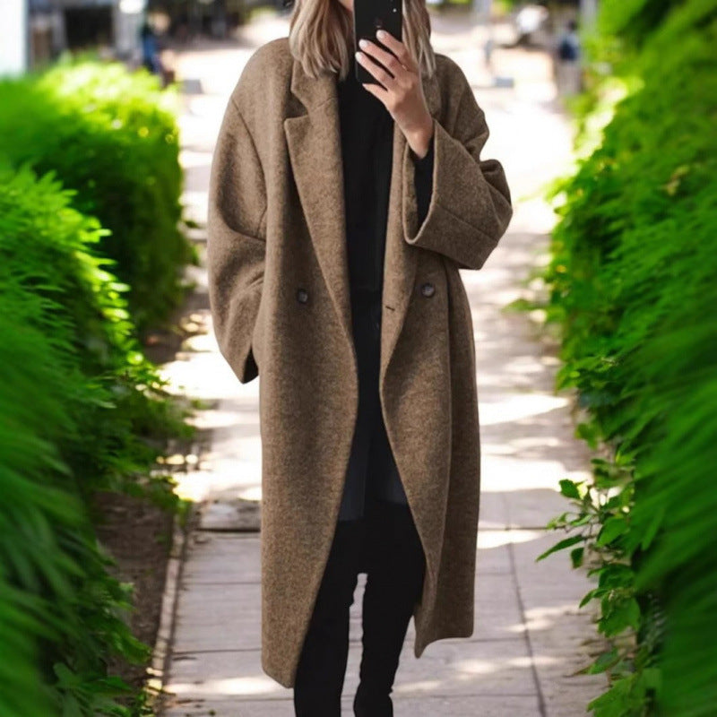 Damen Oversize Wollmantel Stilvoll Warm