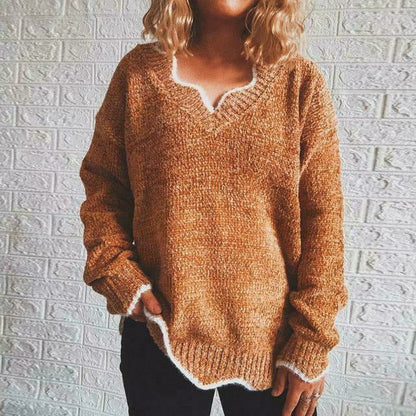 Damen Pullover Herbst Bequem Einfarbig