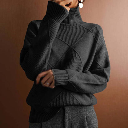 Damen Winterpullover Hoher Hals Warm Strick