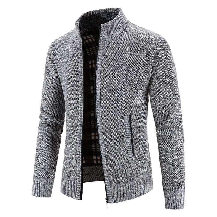 Herren Strickjacke Modern Stehkragen Noppen Optik