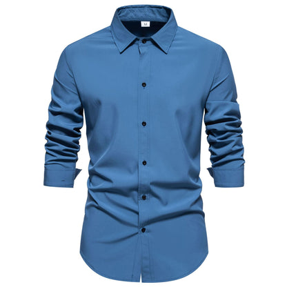 Herren Langarmhemd Baumwolle Moderner Schnitt