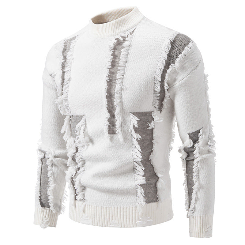 Herren Pullover Modern Fransen Design