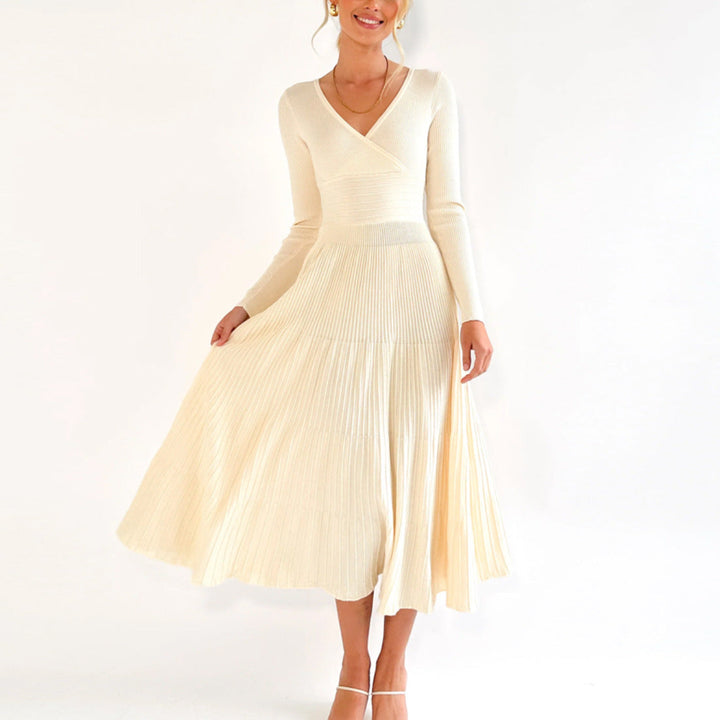 Damen Wickelkleid Elegant Plissiert Sommerkleid