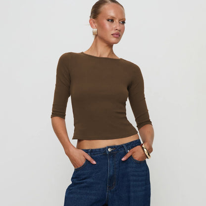 Damen Cropped Top Figurformend aus Rippstoff