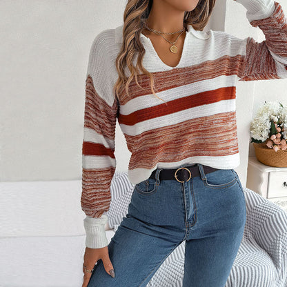 Damen Winterpullover Strick Gestreift