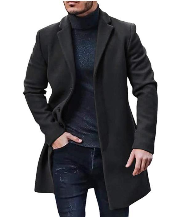 Herren Wintermantel Elegant Klassisch Schwarz