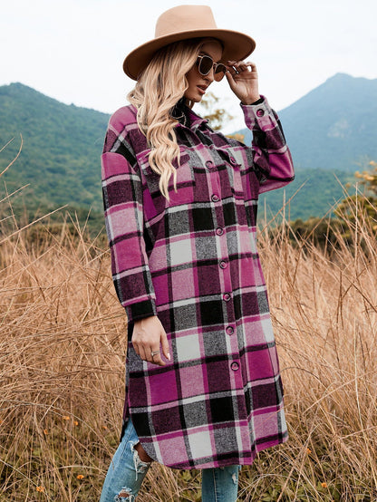 Damen Flanell Kleid Karo Muster Winterlich