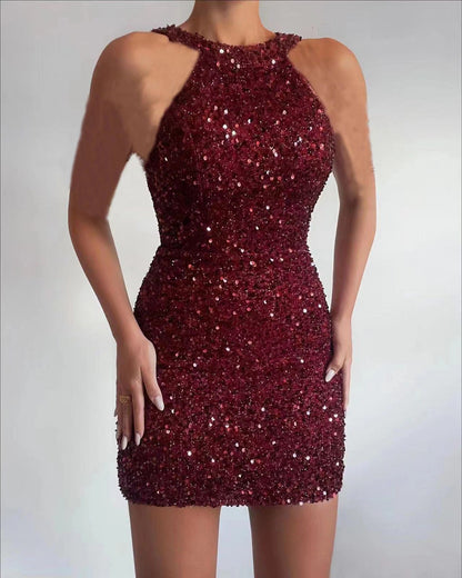 Glamouröses Pailletten-Kleid Damen Elegant Figurbetont