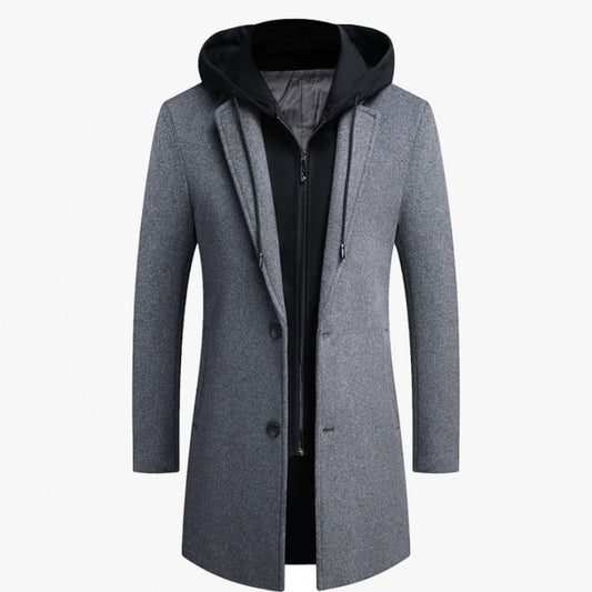 Damen Style Longjacke Abnehmbare Kapuze Trendy Innenfutter - IdealeKleiden