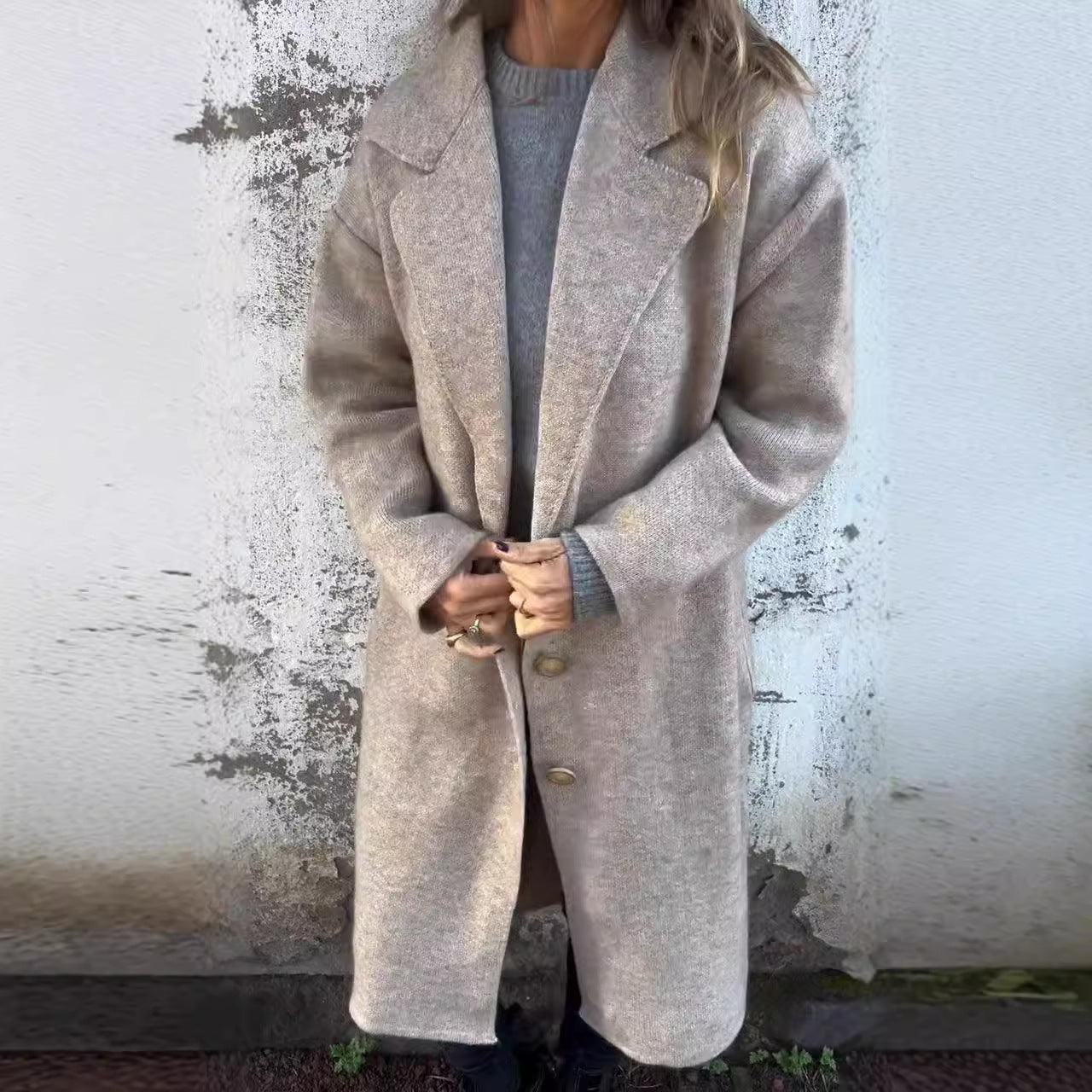 Damen Wollmantel Oversized Elegantes Design