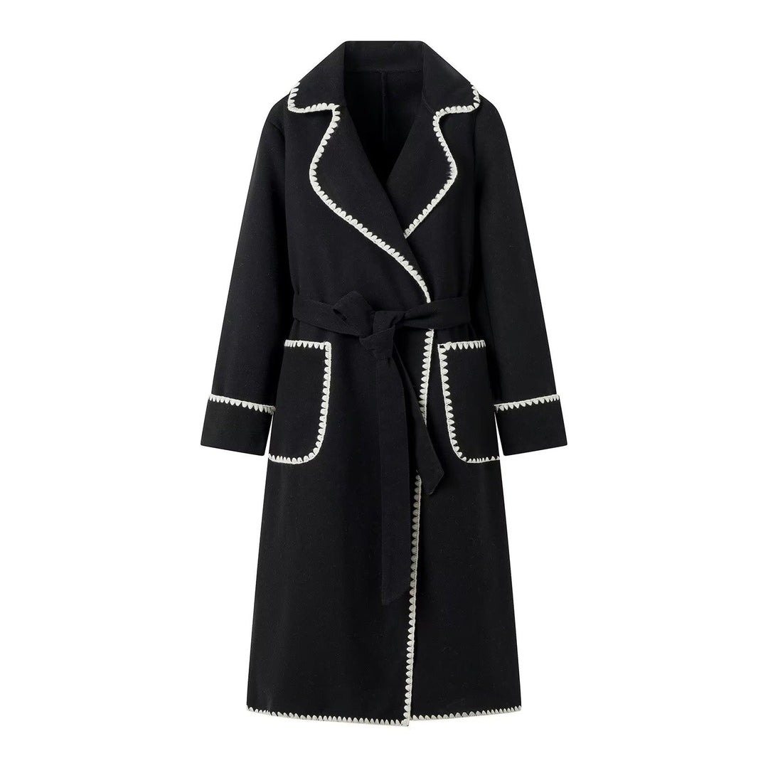 Damen Übergangsjacke Elegant Gürtel Luxus Taschen