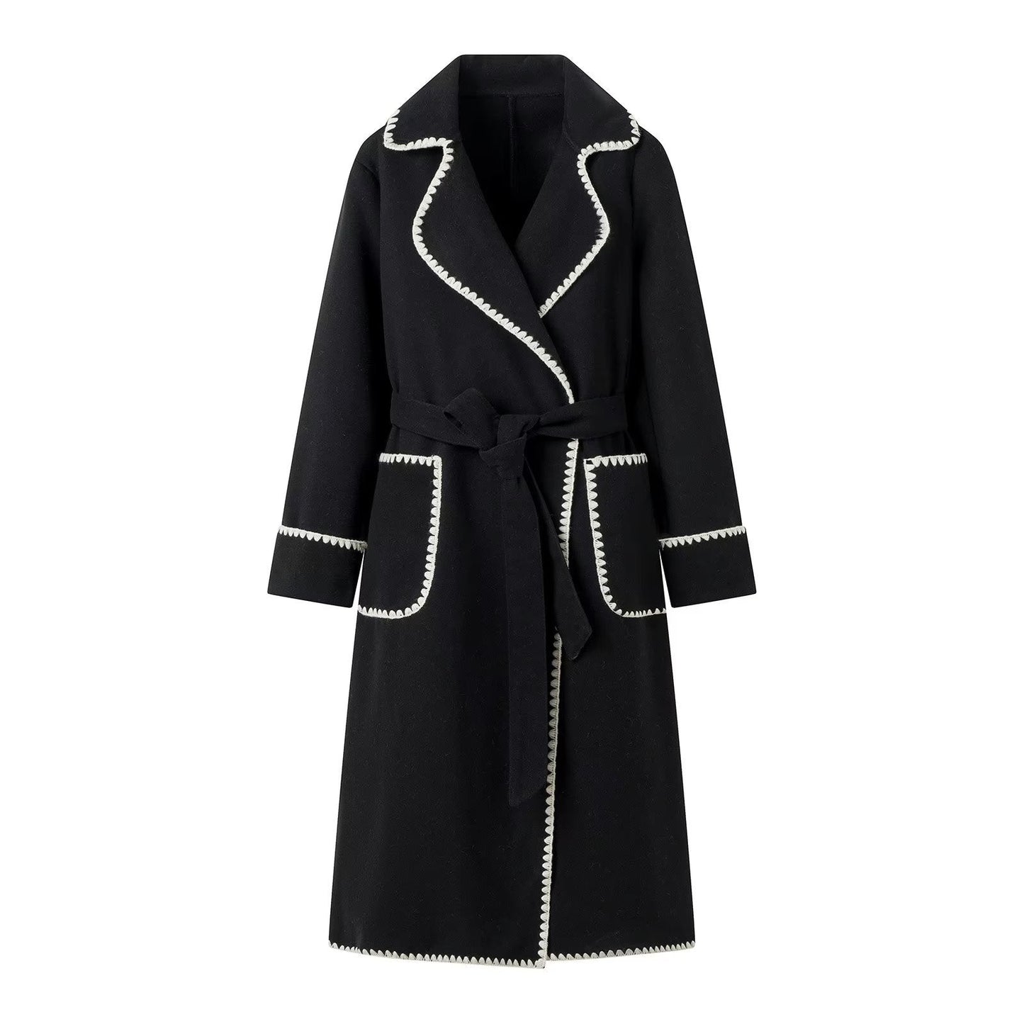 Damen Übergangsjacke Elegant Gürtel Luxus Taschen