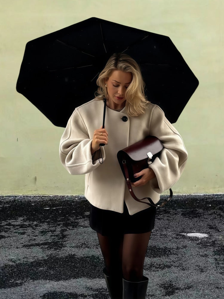 Damen Oversized Wolljacke Modern Stylisch Knöpfe