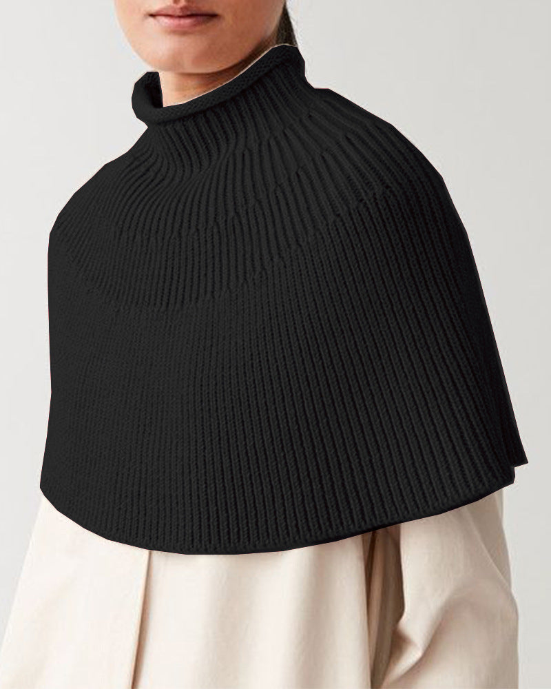 Damen Strickcape Elegantes Design Hochkragen